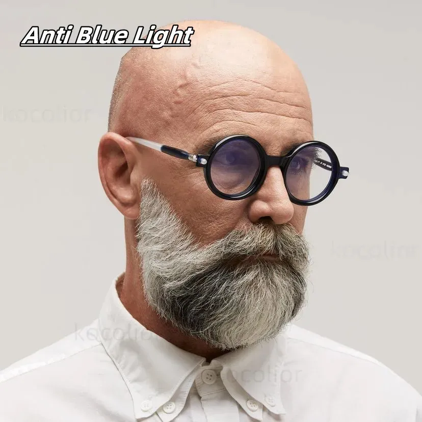 Brillengestell Hochwertiges Luxusdesign Retro Runde Anti-Blaulicht-Pochromie-Lesebrille für Männer Computer-Presbyopie-Brillen Frauen 231005