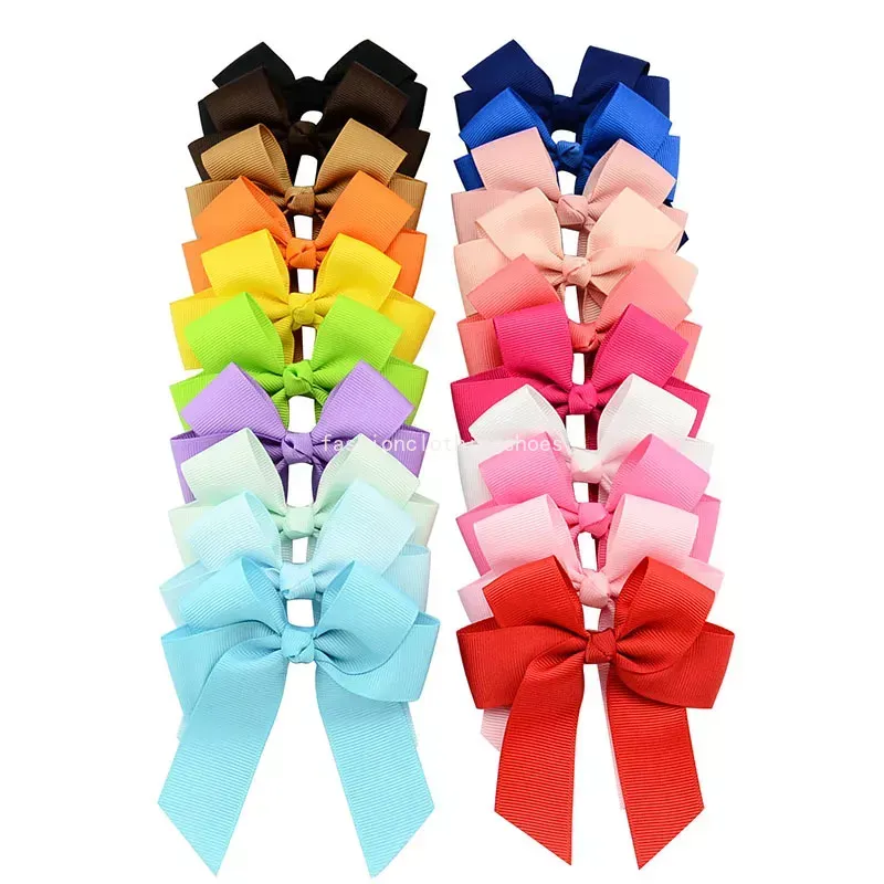 Handgjorda baby sexörörband Polyester Ribbed Ribbon Bow Hair Clip Hair Accessories