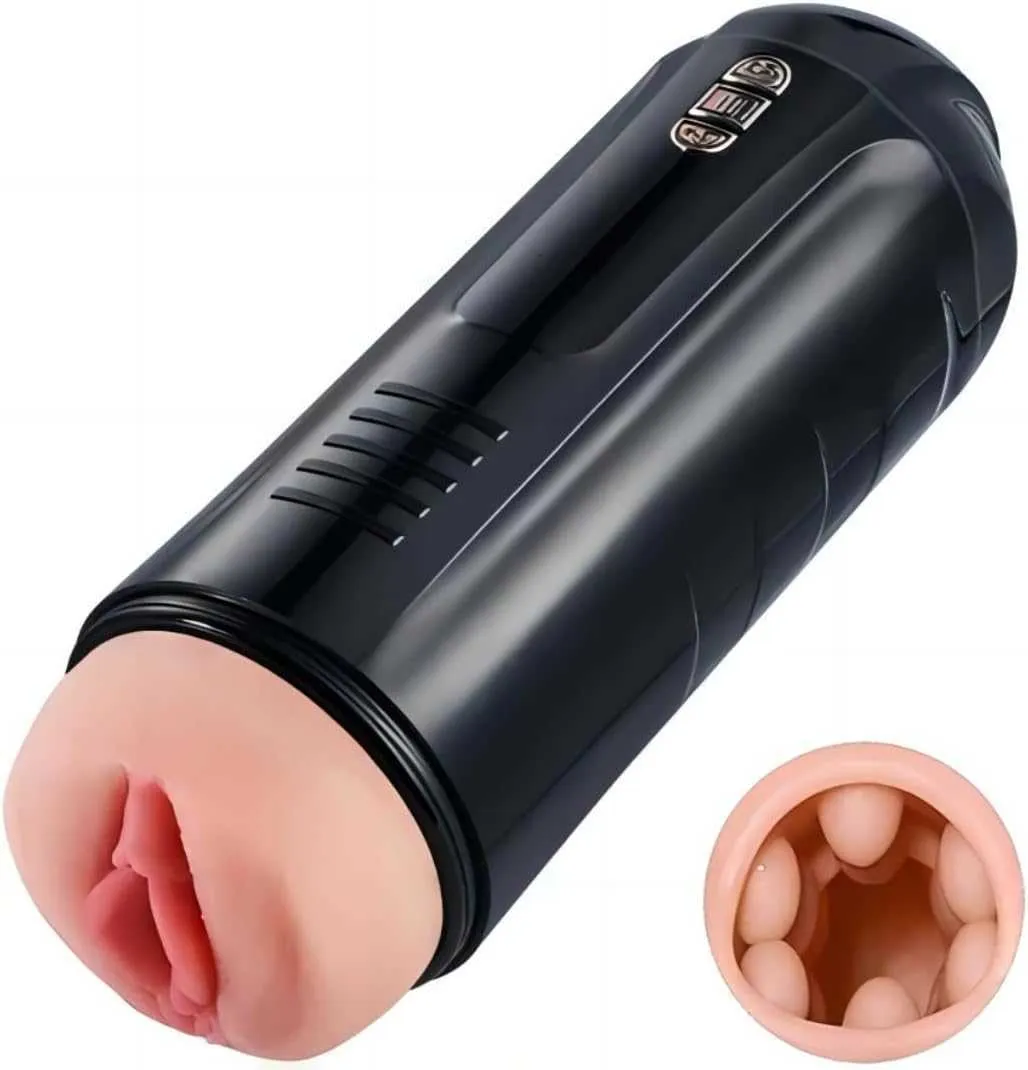 Vibrating male cup realistic 3D texture pocket cat for men with 5 suction and 7 vibration modes adult sex toy for men black