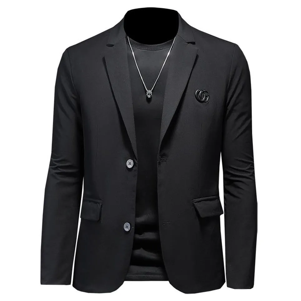 S-5XL Spring and Autumn Men New Men's Slim Business Dust Disual Version Version Anti-Whinkle Non Iron 2023 Plus Size Jacket Pure C260i