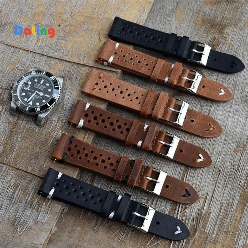 Watch Bands High Quality Cow Leather Retro Straps Blue Watchbands Replacement Strap For Accessories 18mm 20mm 22mm 24mm Cowhide159b