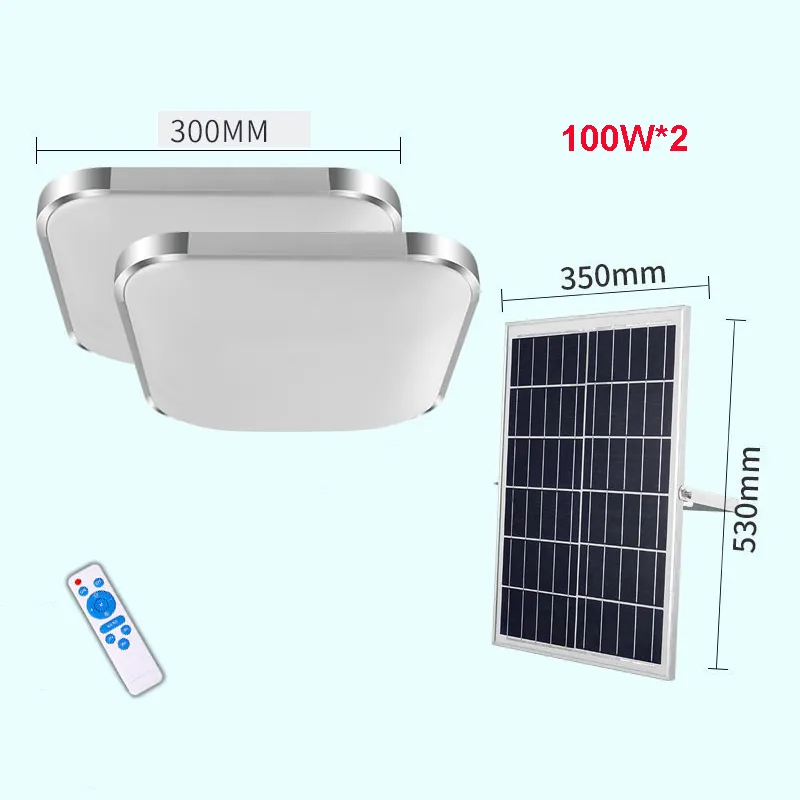 Solar Ceiling Lights 100W 150W 200W Solar Light with Remote 5m Lines Corridor light for Balcony Decor lighting