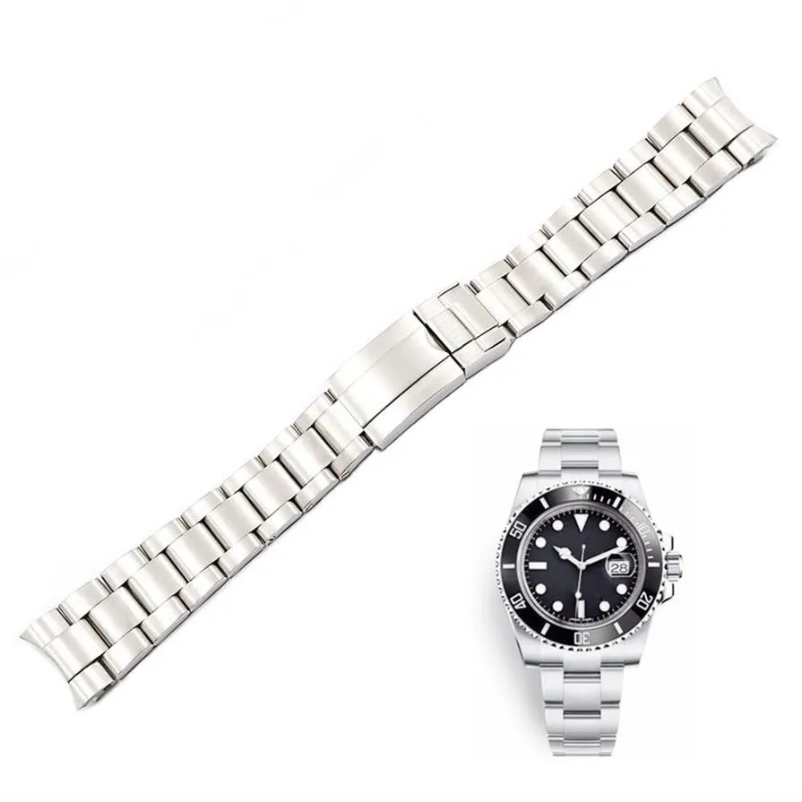 20 21mm argent entier moyen poli 316L solide en acier inoxydable bracelet de montre bracelet de ceinture Bracelets311N