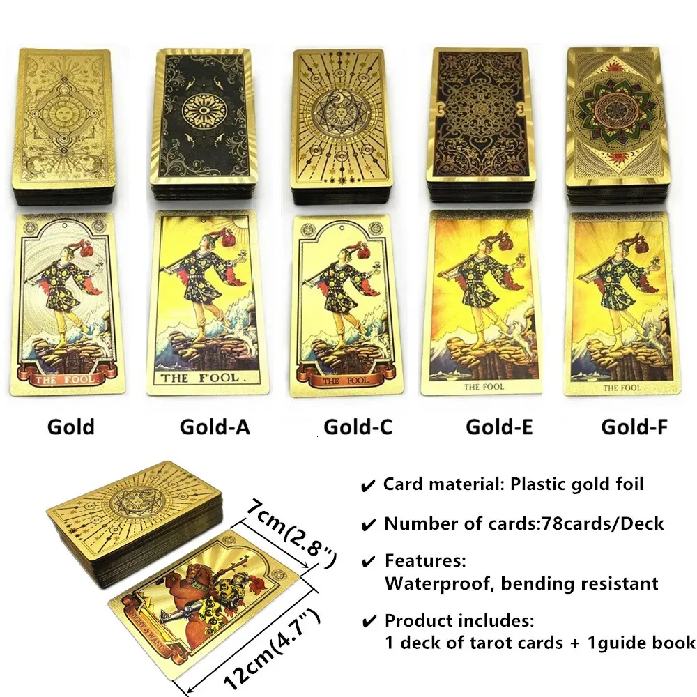 Premium Gold Foil Tarot Cards: 78-Card Deck with Guidebook for ...