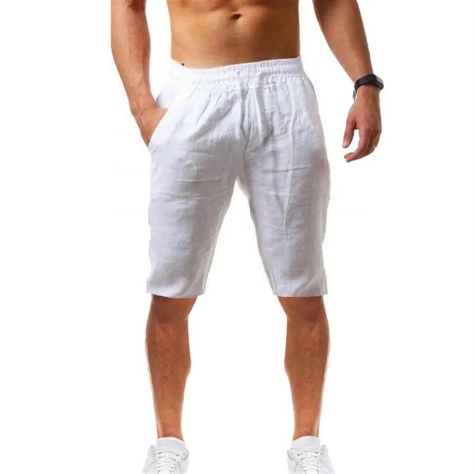 Shorts masculinos verão calças correndo 2021 linho algodão casual boardshorts homme roupas ginásio fitness calças curtas masculino2148