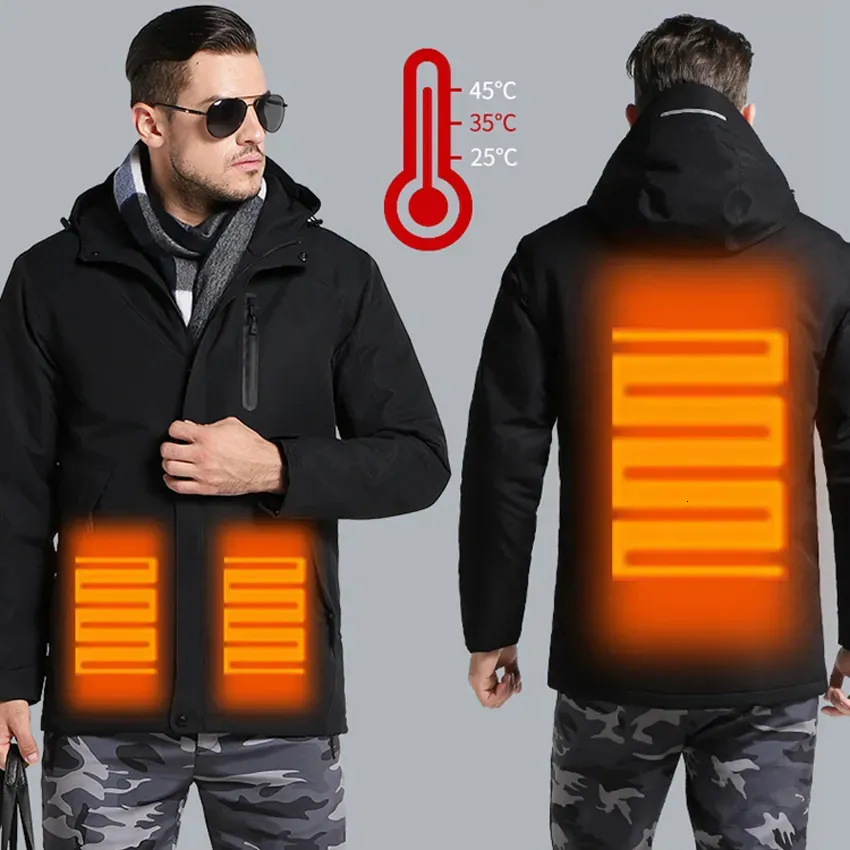 Parkas pour hommes hommes hiver épais USB chauffage coton veste imperméable coupe-vent manteau à capuche chaud hommes cadeau du père 231005