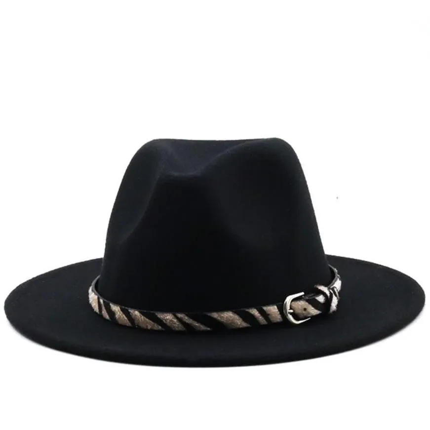 Fedora Hats Mężczyźni szerokie grzbiet zimowy pasek pasek formalny biały zielony zielony vintage Casual2551