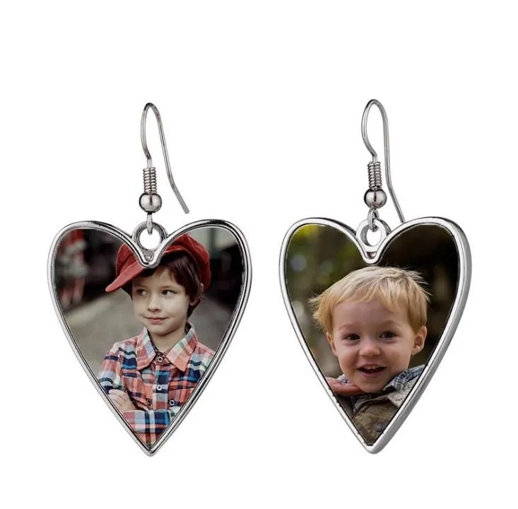 Sublimation Earrings with Blank Aluminum Sheet DIY Customized Metal Dangler Heat Transfer Printing Eardrop Jewelry Family Lovers Gift SN5092