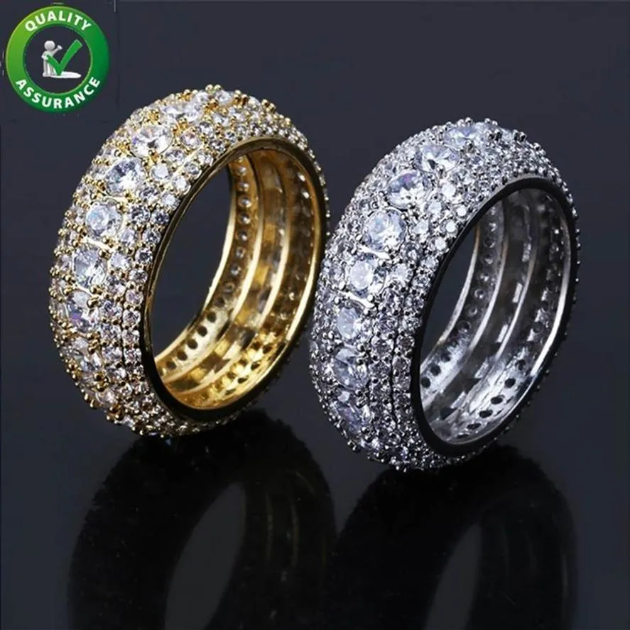 Bagues de bijoux pour hommes Hip Hop Designer Bling Iced Out CZ Royal Simulé Diamant Éternité Mariage Bague de Fiançailles Hommes Amour Acces259z