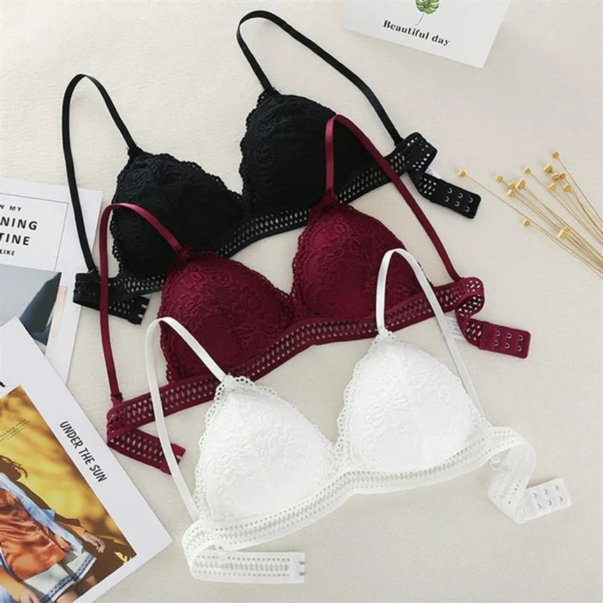 2019 French Triangle Cup Ring- Bra New Sexy Deep V Lace Underwear312D