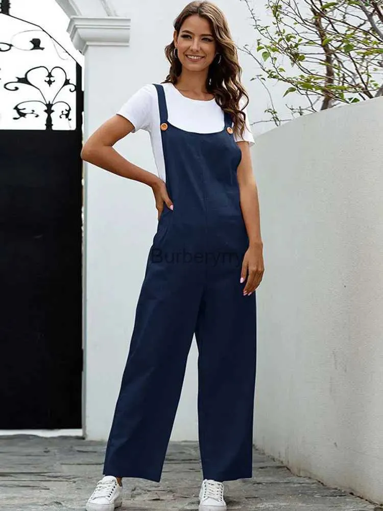 2023 Summer Black Black Overall Romper Loose Fit Dungarees With Wide Leg  And Long Length L231005 From Burberyrry, $3.49