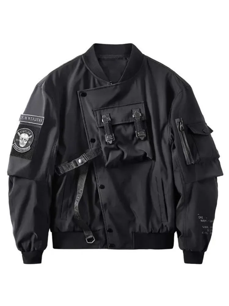 Herenjassen God of Death Bomberjack Borstzak Techwear Mannen Punk Hip Hop Tactisch Streetwear Zwart Varsity Oversized MA1 Jassen 231005