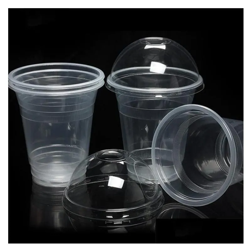 Other Drinkware 360Ml Cup With Cap Hard Plastic Disposable Food Fruits Juice Transparent Large Capacity T2I223 Drop Delivery Home Ga Ot0Q1