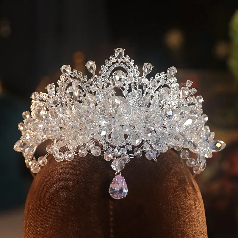 Luxo cristal nupcial tiaras zircão cúbico coroa strass headpieces acessórios de cabelo casamento