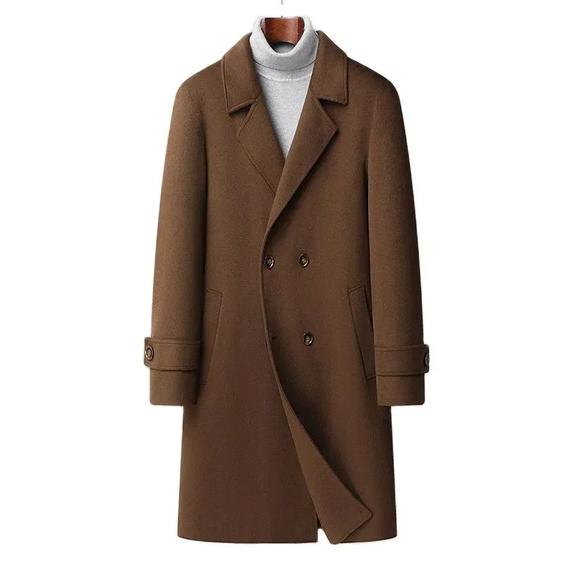 Mannen Blends Heren Winter Pea Coat Klassieke Notched Revers Double Breasted Trench 2023 Fashion Casual Gemengde Windjack Homme 231005