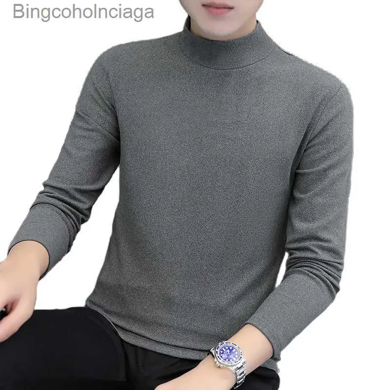 Women's Thermal Underwear Thermal Underwear Men Thermal Shirts Long Sleeve Men Tops Winter Style High Neck Men's Bottom ShirtL231005