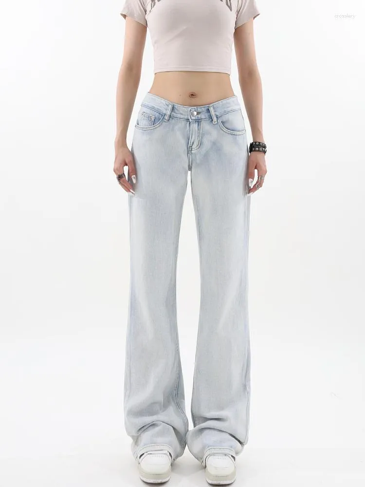 Jeans da donna Donna Azzurro Vintage anni 2000 Y2k Streetwear Pantaloni larghi in denim anni '90 Pantaloni coreani a vita bassa a gamba larga da cowboy 2023