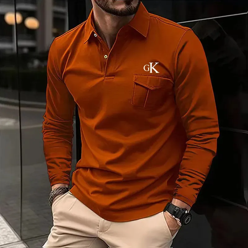 Polos para hombre que venden camisa polo informal de manga larga con estampado de moda ropa de calle 231005