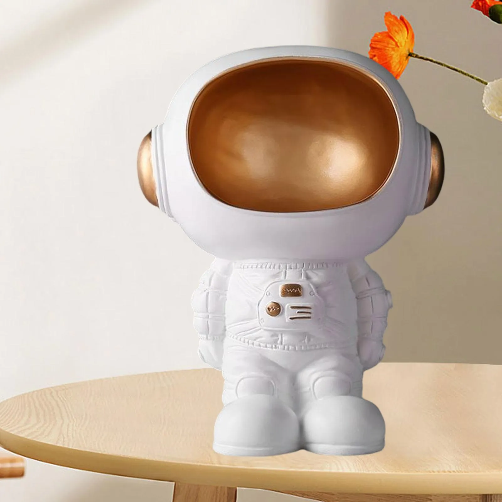 Modern Astronaut Doll Statue Storage Bowl Desktop Organizer Resin Spaceman Figurine for Shop Apartment Entryway Home Decoration