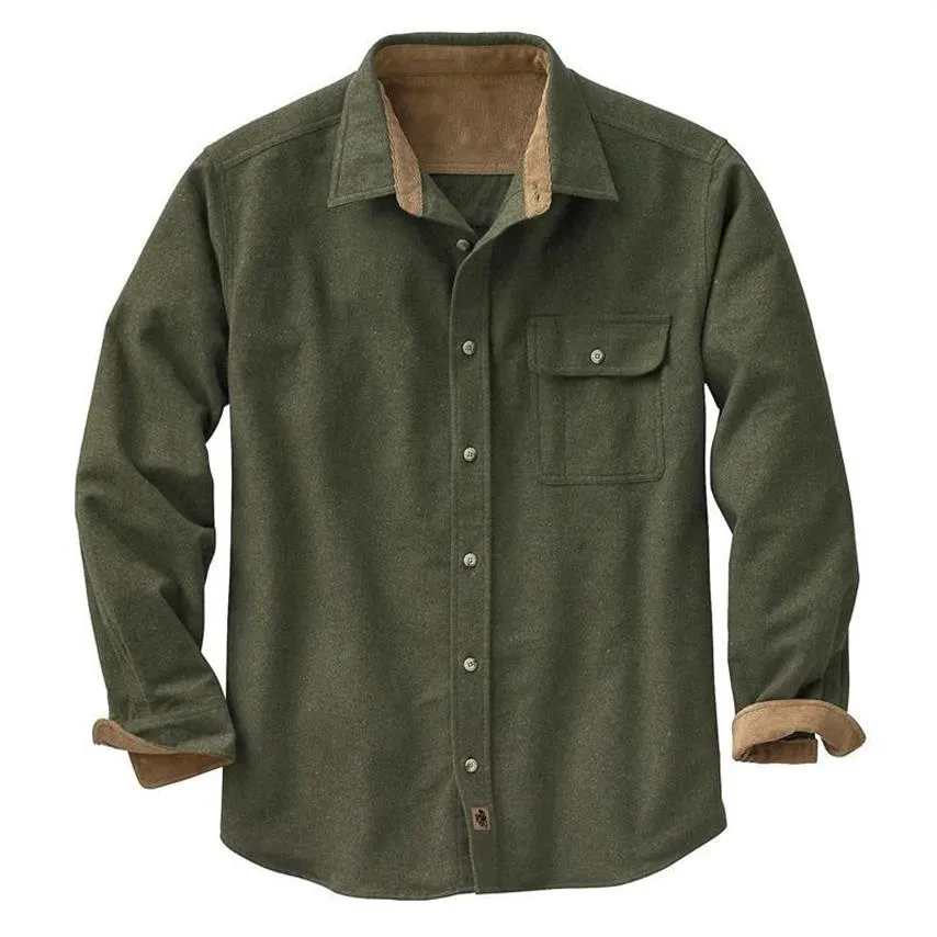 Camicia da uomo in flanella da campo da uomo Manica lunga Army Navigator Giacca in pile con bottoni Vintage 100% cotone Abbigliamento uomo Casual Shir304E