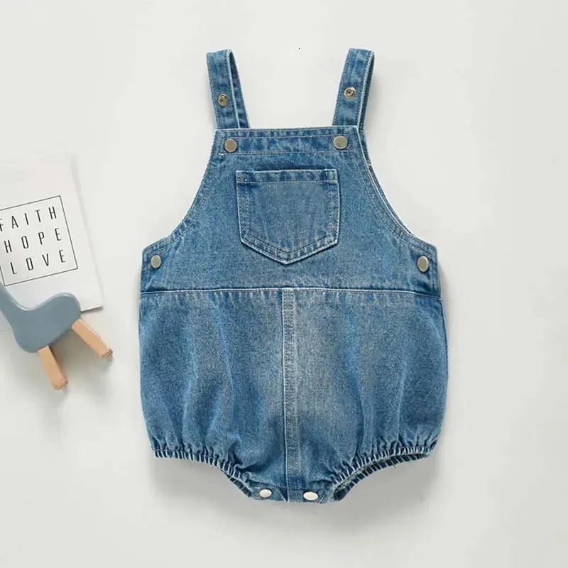 Rompertjes Baby Jongens Meisjes Kleding Mouwloze Baby Denim Body Kinder Jumpsuit Herfst Baby Denim Overalls 231005