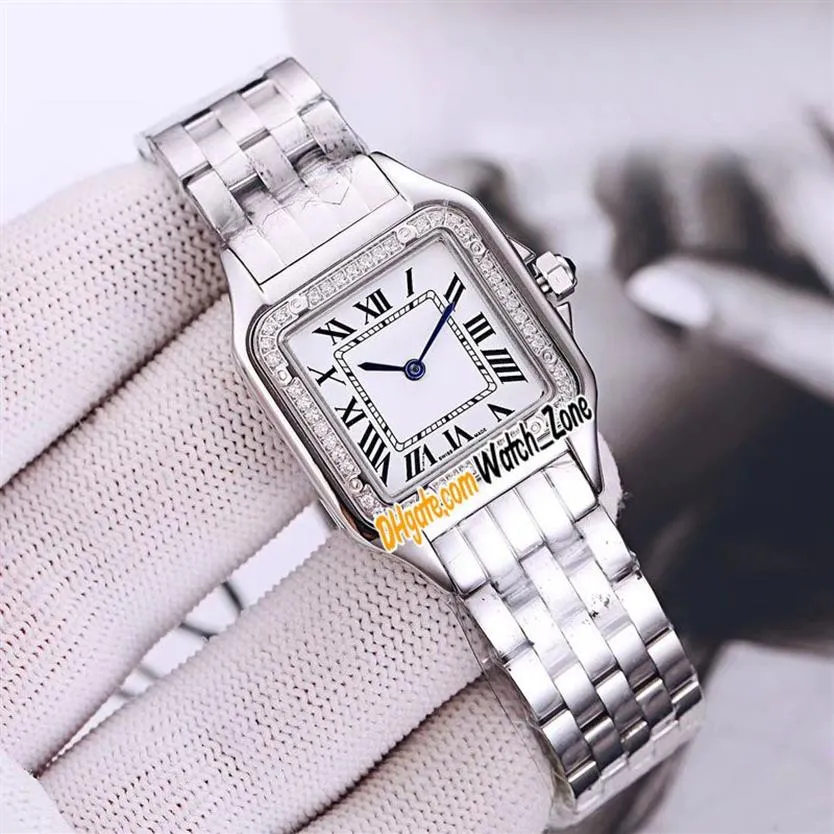 Novo 22mm panthere w4pn0007 relógio feminino de quartzo suíço mostrador branco moldura de diamante pulseira de aço inoxidável moda feminina relógios watch2915