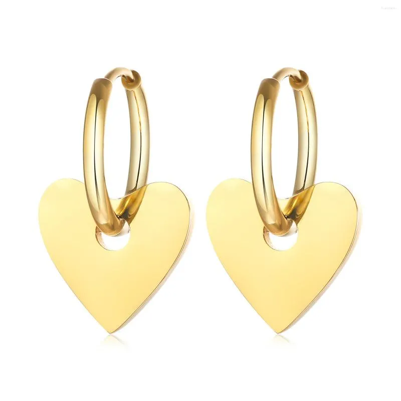 Boucles d'oreilles créoles pour femmes, personnalité féminine, tendance, couleur exagérée, or, acier inoxydable, bijoux en forme de cœur