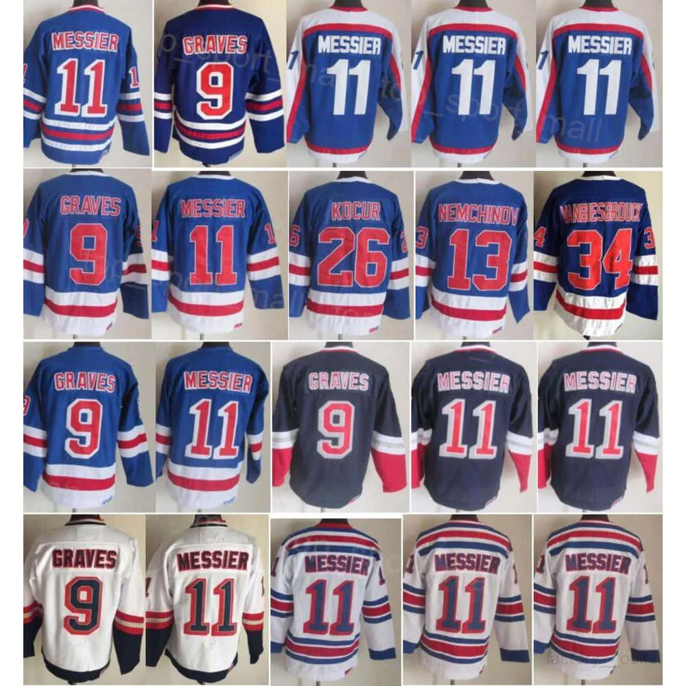 Uomo Retro Hockey 11 Maglie Mark Messier 91-92 75° anniversario 9 Adam Graves 13 Sergei Nemchinov 26 Joe Kocur 34 John Vanbiesbrouck Vintage Classic CCM per gli appassionati di sport