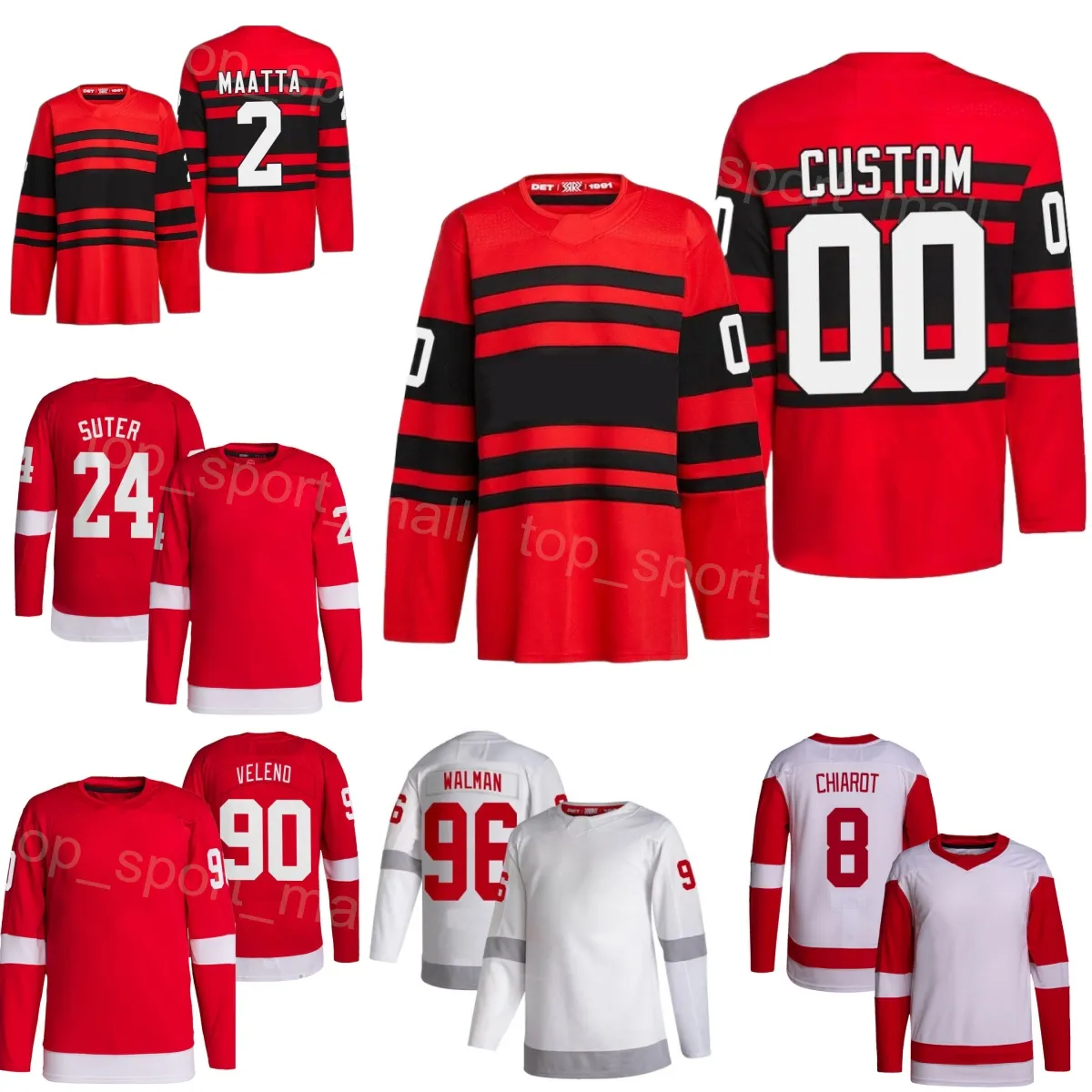 Team Hockey 24 Pius Suter Jersey 2 Olli Maatta 35 Ville Husso 39 Alex Nedeljkovic 90 Joe Veleno 8 Ben Chiarot 96 Jake Walman Axel Sandin Pellika Stitch Mann Jugend