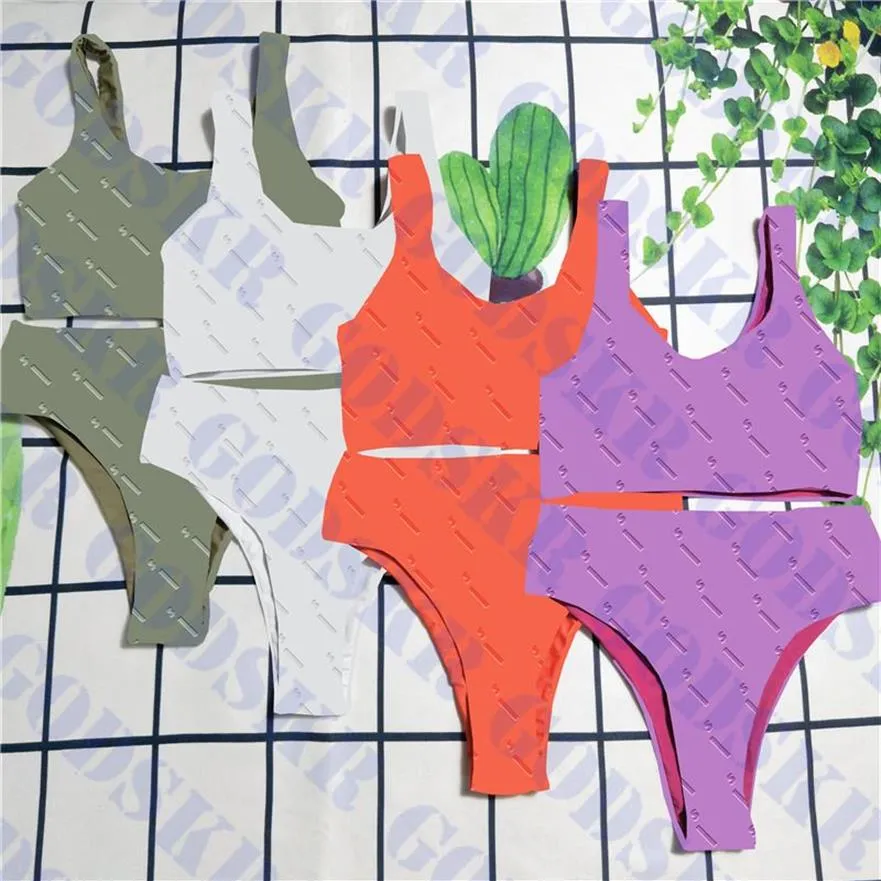 Costume da bagno a vita alta da donna bikini con stampa fronte-retro per donna costume da bagno estivo da donna molti colori263I