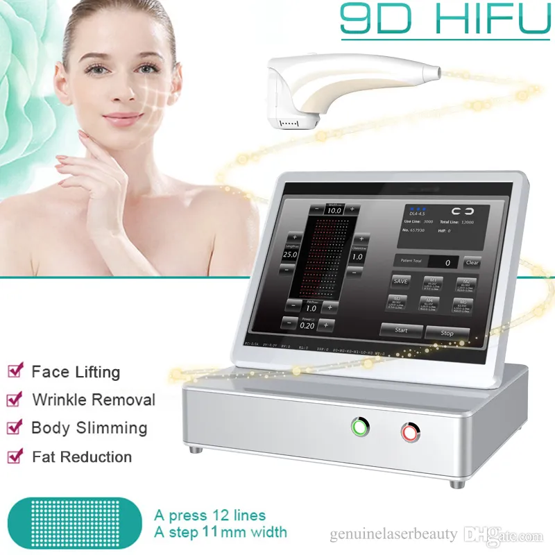 9D HIFU Machine Face Face Lift Device Ultrasonic Slant 9D Hög intensitet Fokuserad ultraljudsfettreduktionsutrustning