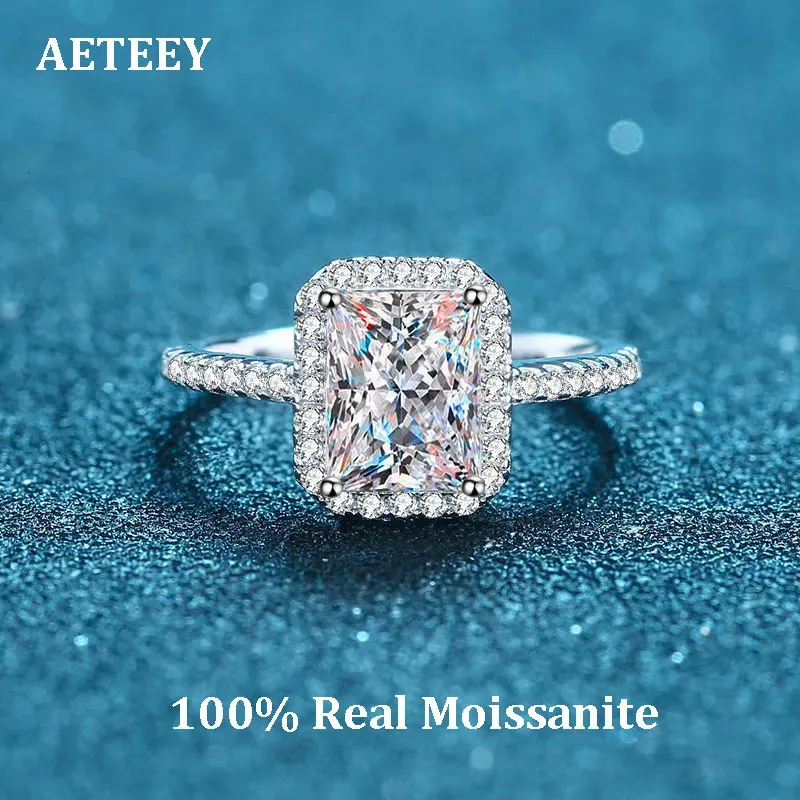 Wedding Rings AETEEY Diamond Square Ring D Color 1CT 2CT Real 925 Sterling Silver For Women Fine Jewelry VVS Clarity RI019 230928
