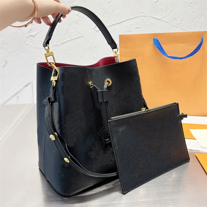 Designer Tote Neonoe Women Bucket Bag Classic emed Handbags Purse Female Floral Printed Leather Totes Messenger Crossbody Shoulder Bags Wallet