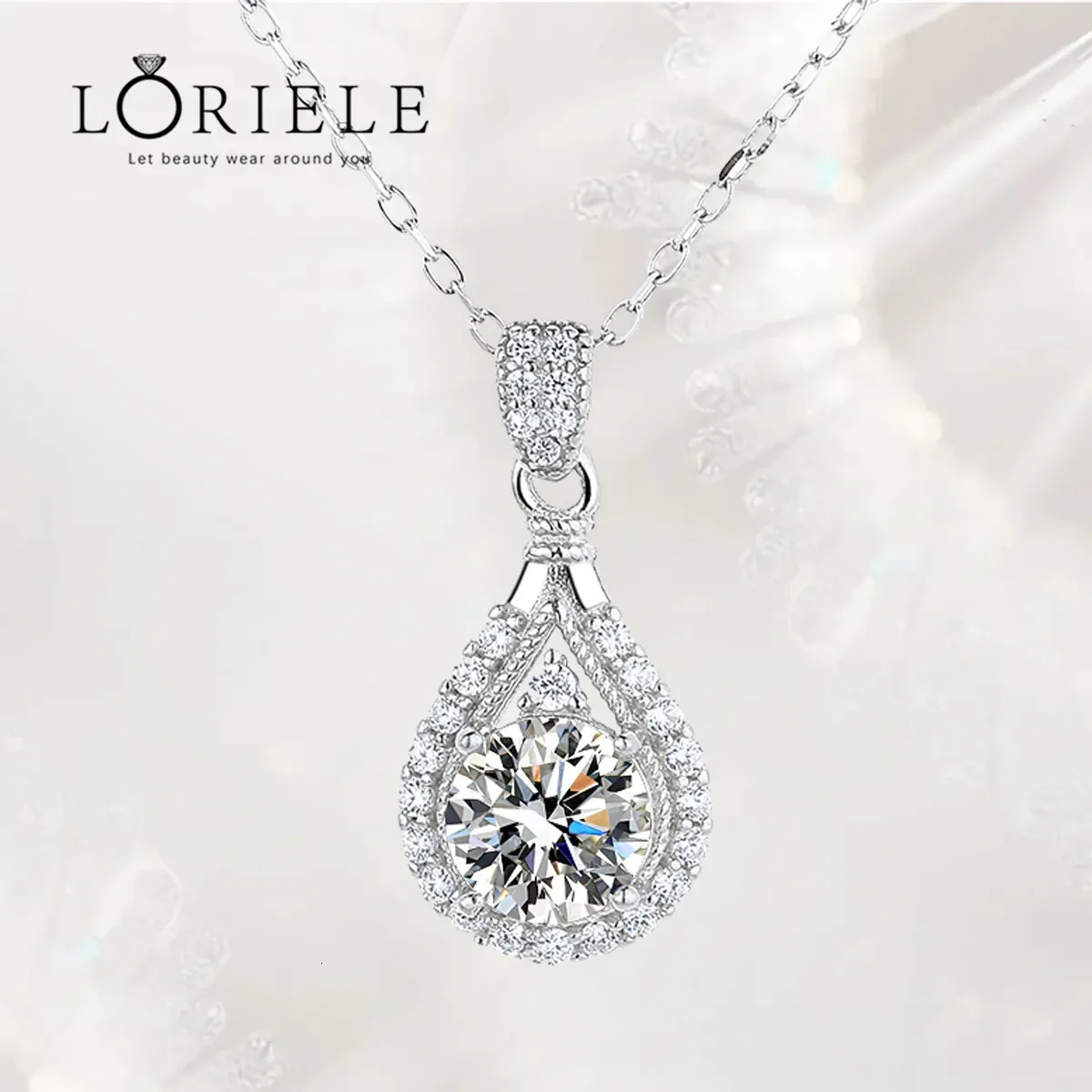 Colares de pingente Loriele 100% colar real para mulheres vvs redondo corte diamante namorada jóias s925 prata esterlina gra 230928