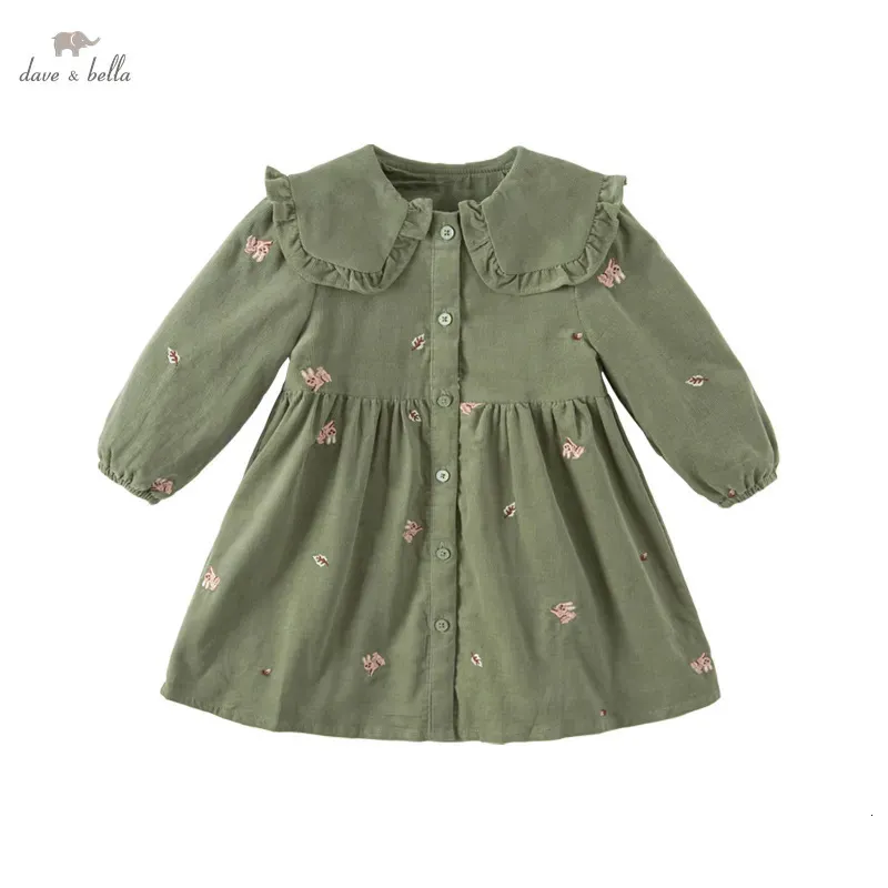 소녀의 드레스 Dave Bella Spring Autumn Princess Dress Long Sleeve Ruffle Green Girly Cotton 유아 어린이 옷 DB3222708 230928