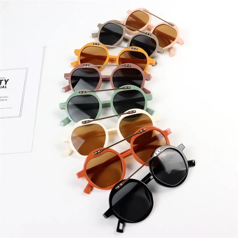 Kids Sunglasses girls round frame sunglass goggles children Uv 400 Protective eyewear Baby Fashion boys cool cycling glasses Q4324252J