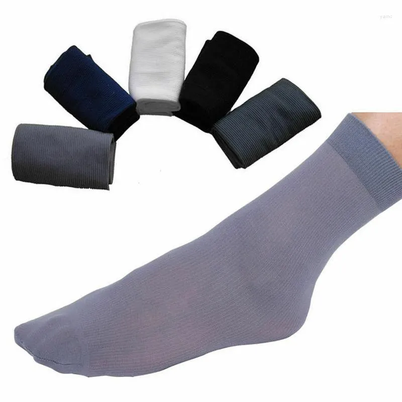 Herrstrumpor 10pairs Set Bamboo Fiber Summer Thin Stripe Breattable Long Sock Men Silk Sports Business