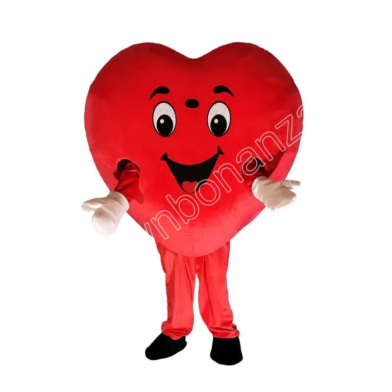 2024 Red Heart Love Mascot Costume Halloween Cartoon Charact Outfit Suit Suit Cass Outdoor Party Strój unisex promocyjne Ubrania reklamowe