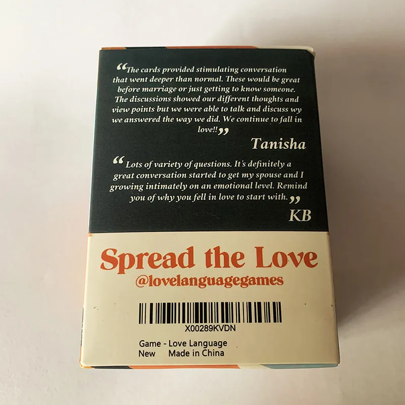 Distributore di giochi da tavolo all'ingrosso economico di alta qualità Gioco di carte Love Language Lingua migliore adatto Better Love 150 giochi da tavolo di conversazione