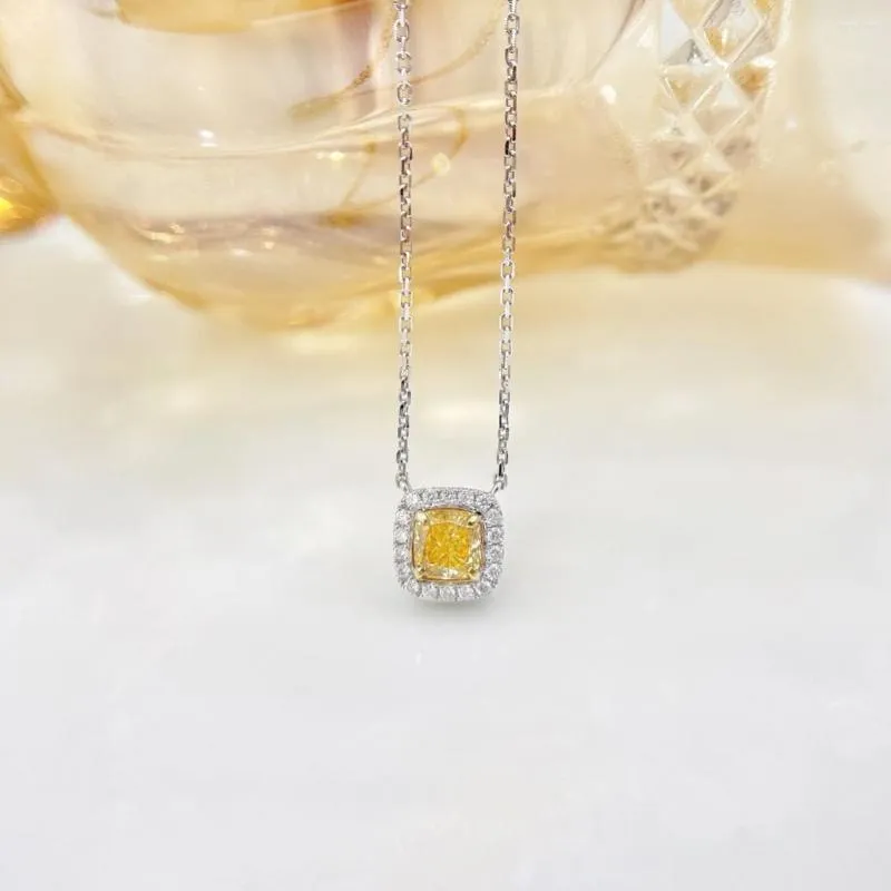 Chaînes YM2023 Pur 18K Bijoux en or Solide G18K Diamants jaunes naturels 0,433ct Pendentifs Colliers de pierres précieuses pour femmes