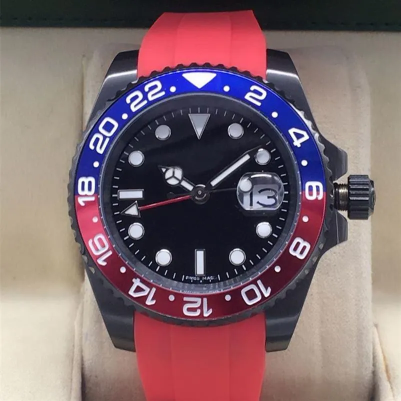 Designer de luxo bela moda relógio mecânico automático tamanho 40mm pulseira de borracha colorida homens como presente de natal2182