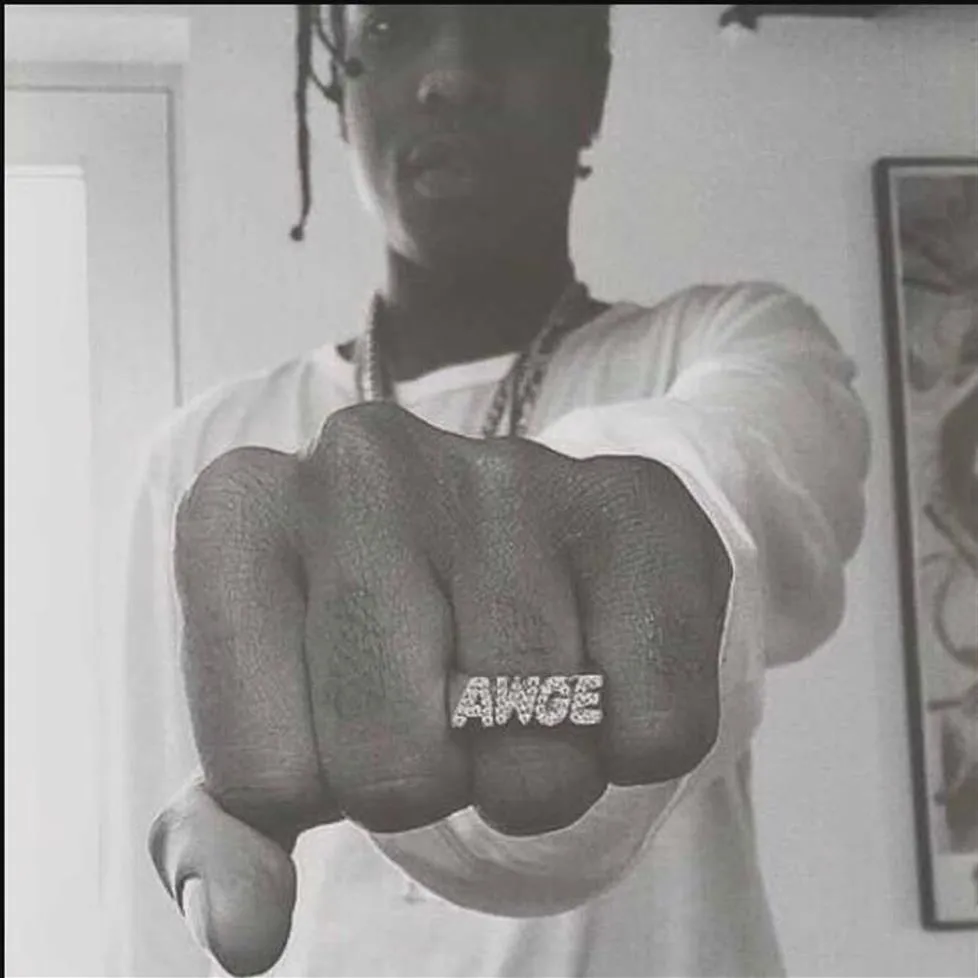 Awge Classic Letter Ring Finger Ring ASAP Rocky med guld- och silver tvåfärgade platsborrning Smooth Surface196K