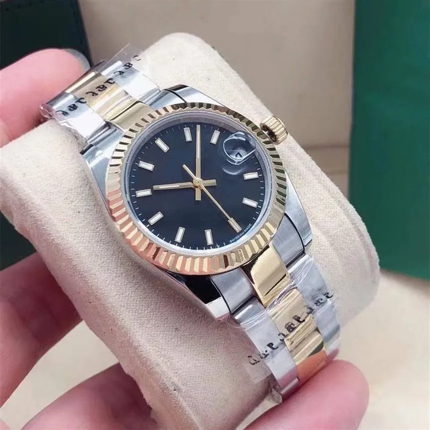 Hoge kwaliteit gouden armband mode dames dress watch 31mm datum saffier automatische mechanische horloges roestvrijstalen band Casual1834