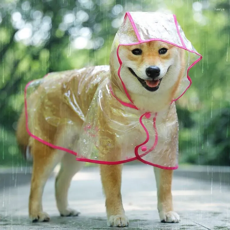 Dog Apparel Waterproof Raincoat Clothes Transparent Plastic Rainwear Water Resistant Hooded Coat Cloak For Chihuahua Teddy Jumpsuit