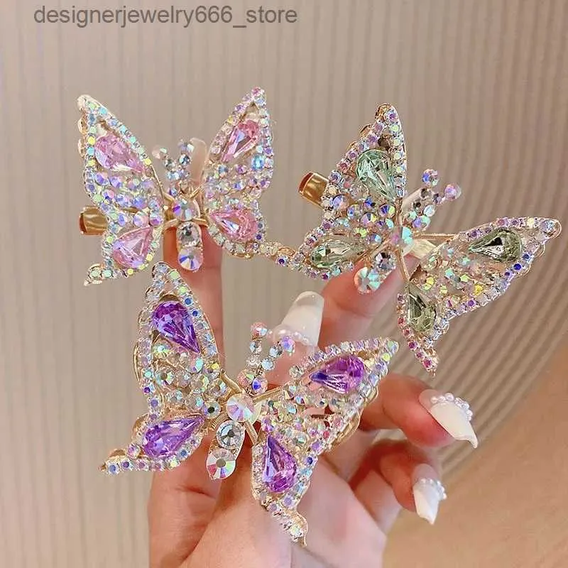 Sparkling Butterfly Hair Clips - Crystal & Tassel Headwear  display picture 1