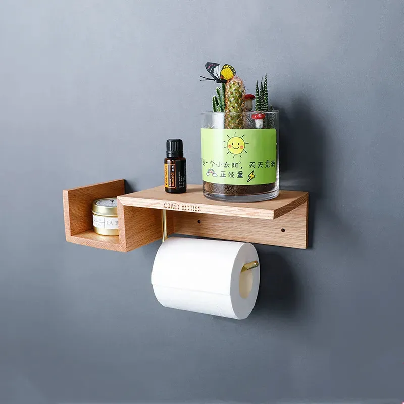 Wooden Toilet Paper Holder Wall Mounted Bathroom Shelf Paper Roll Rack With Shelf For Storage From Tuo09 18.55 DHgate.Com