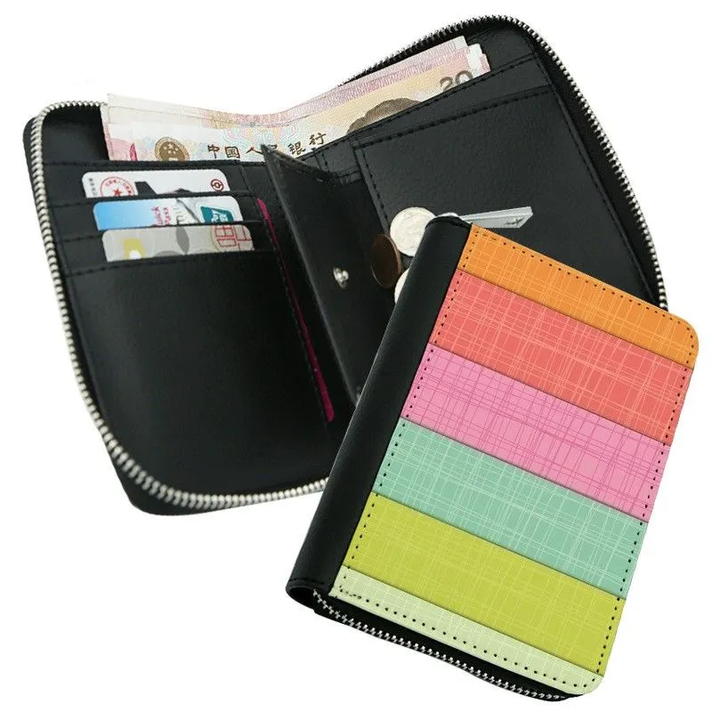 Sublimation Wallet Full zipper Purse storage bags Blank PU material Wallets 3 sizes