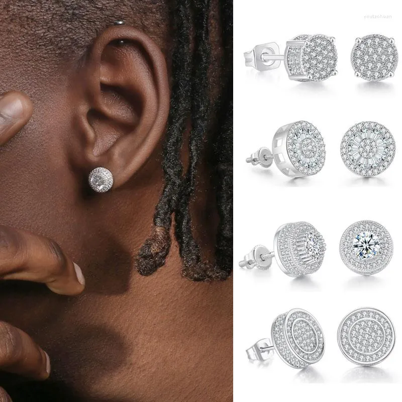 DHgate.com:Round-Cut CZ Hip Hop Stud Earrings: Iced-Out