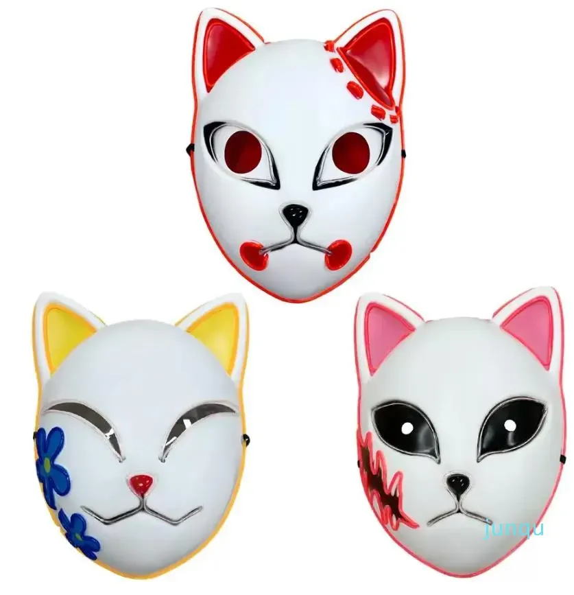 Masque LED Demon Slayer Kimetsu No Yaiba, accessoires de Cosplay Sabito Kamado Tanjirou Makomo, masques lumineux de fête d'halloween pour adultes