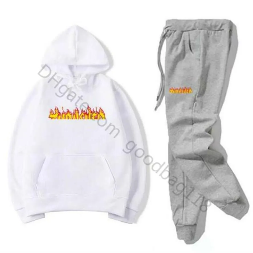 Mens Tracksuits Designer Flame Impresso Define Ternos de Jogging Masculino Hoodies Calças Definir Outono Inverno Casual Unisex Marca Sportswea2147